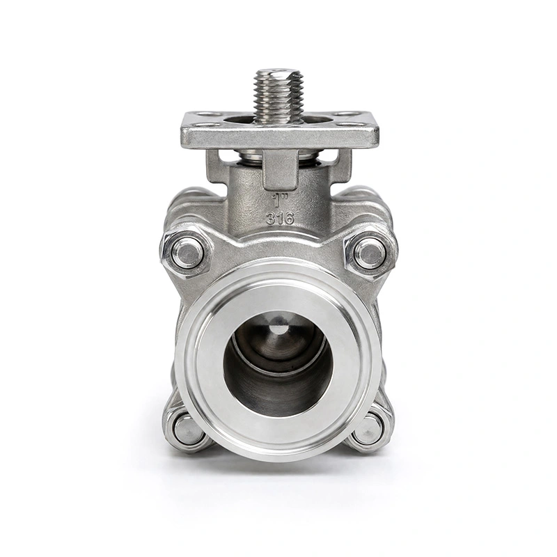 3-teiliger, vollständig gekapselter Tri-Clamp-Kugelhahn mit ISO 5211-Montagepad